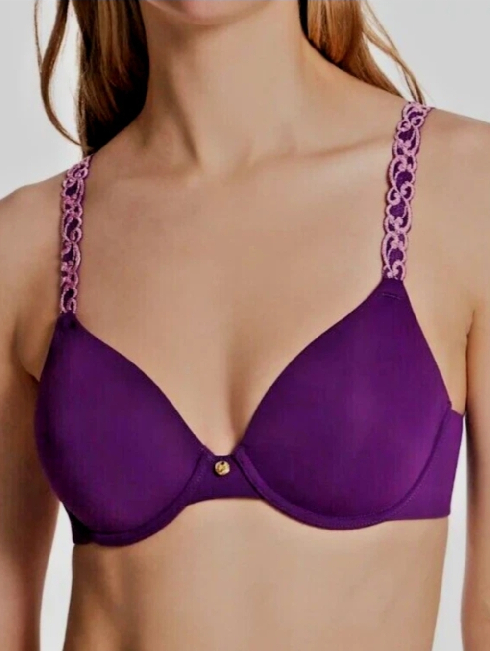 Natori Body Double Lace Trim Smooth Contour Underwire Bra Size 34DDD